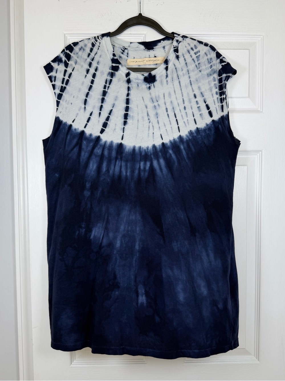 Raquel Allegra Size 0 (XS) • Oversized White Blue T-Shirt Dress Short Sleeve.